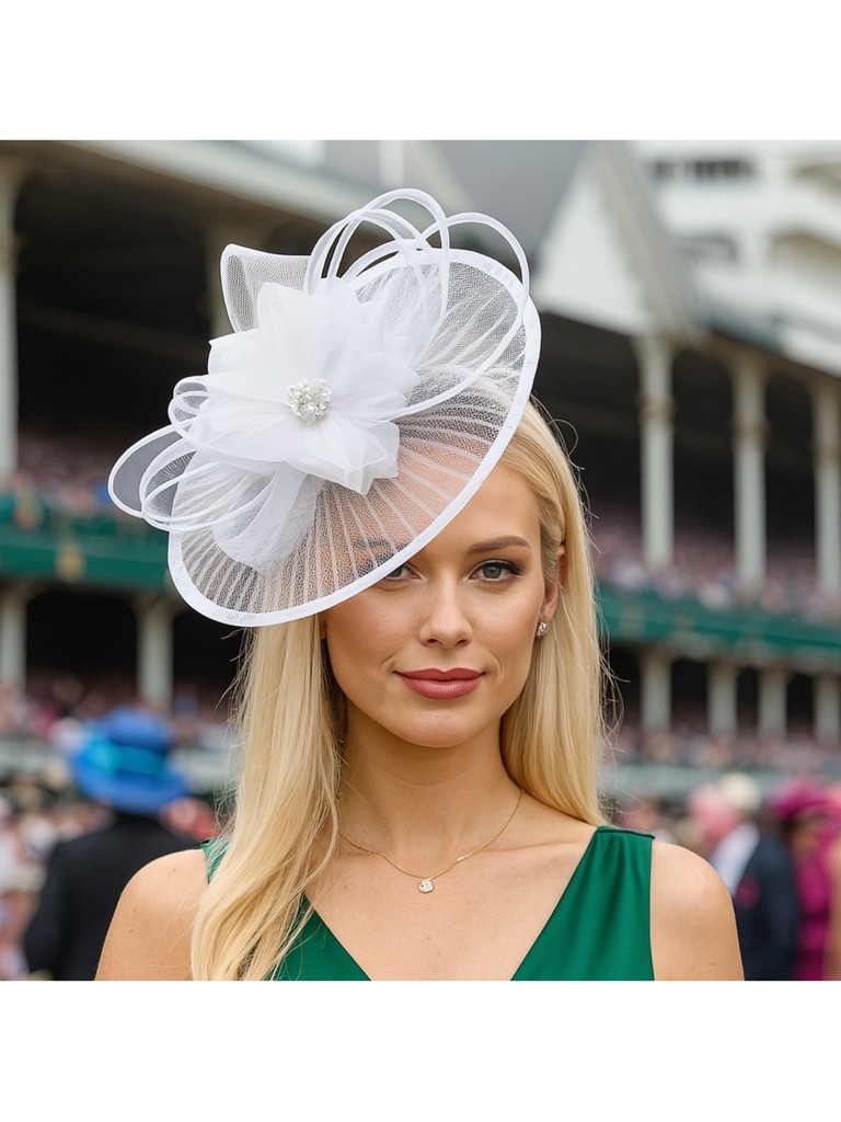 Kentucky Derby Hat White Fascinator Floral Feather Fascinator Headwear Oaks Tea